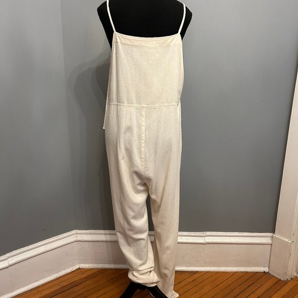 LACAUSA Silk Overalls in Natural, size M - Picture 5 of 8